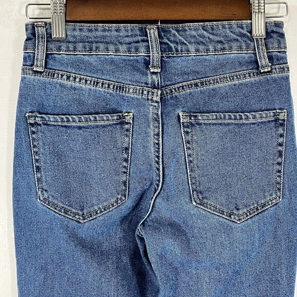 Wild Fable Womens High Rise Straight Ankle Blue Jeans Raw Hems Size 00 - Picture 5 of 8